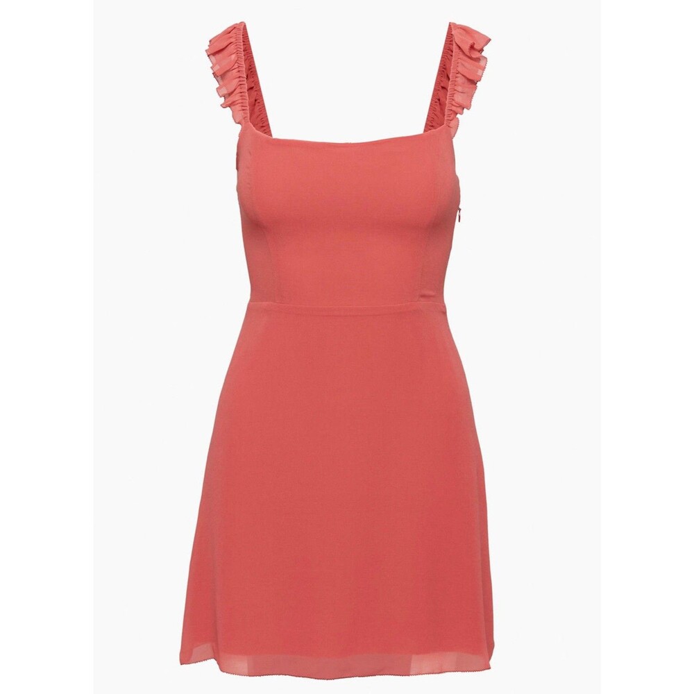 Aritzia Wilfred Fete Dress Size 12 Rosy Red Ruffle Sleeve Mini - Picture 6 of 16